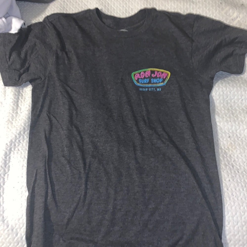 A dark grey Ocean City, Maryland Ron Jon shirt